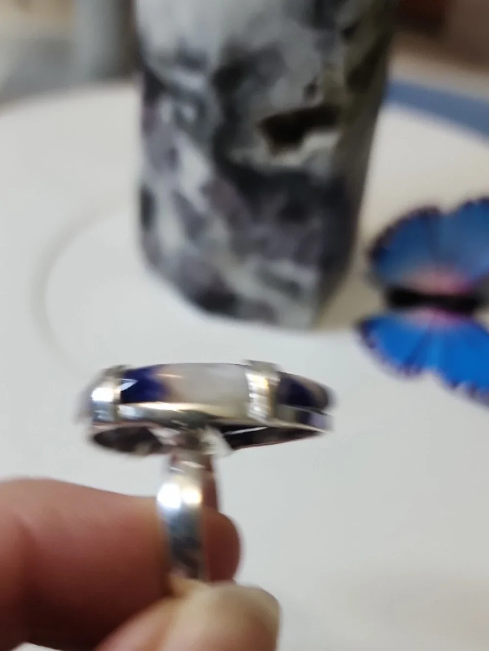Teardrop Blue & White Stone Ring - Women Jewelry